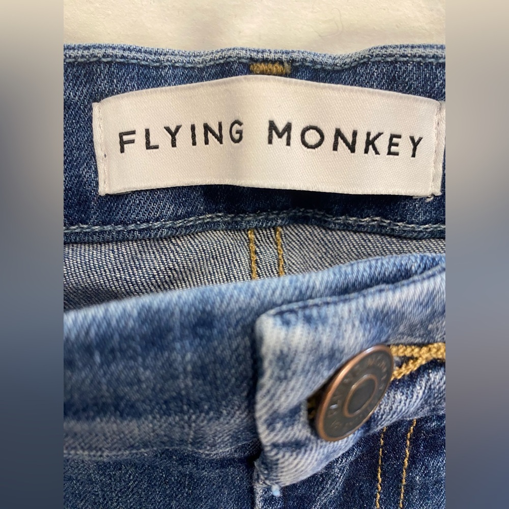 Flying Monkey Skinny Blue Jeans with Distressed Style - Picture 2 of 4